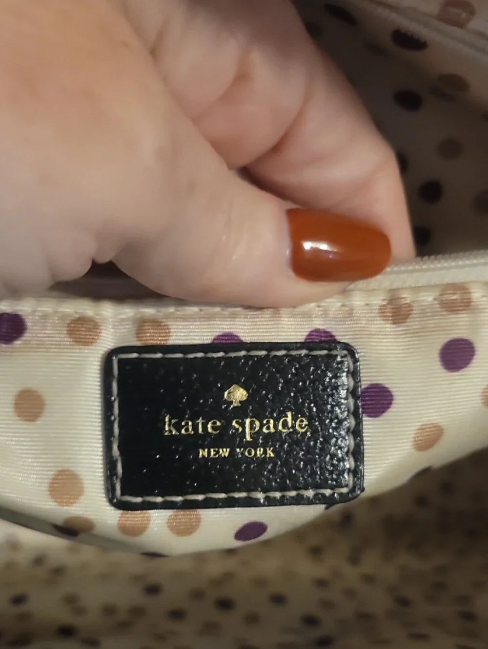 KATE SPADE  Cream and Black Dome Satchel with Dual Handles